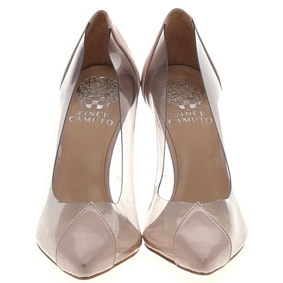 Vince Camuto Poised Clear/Blush Beige Nude Tan Super Patent Pump Size - Picture 3 of 3
